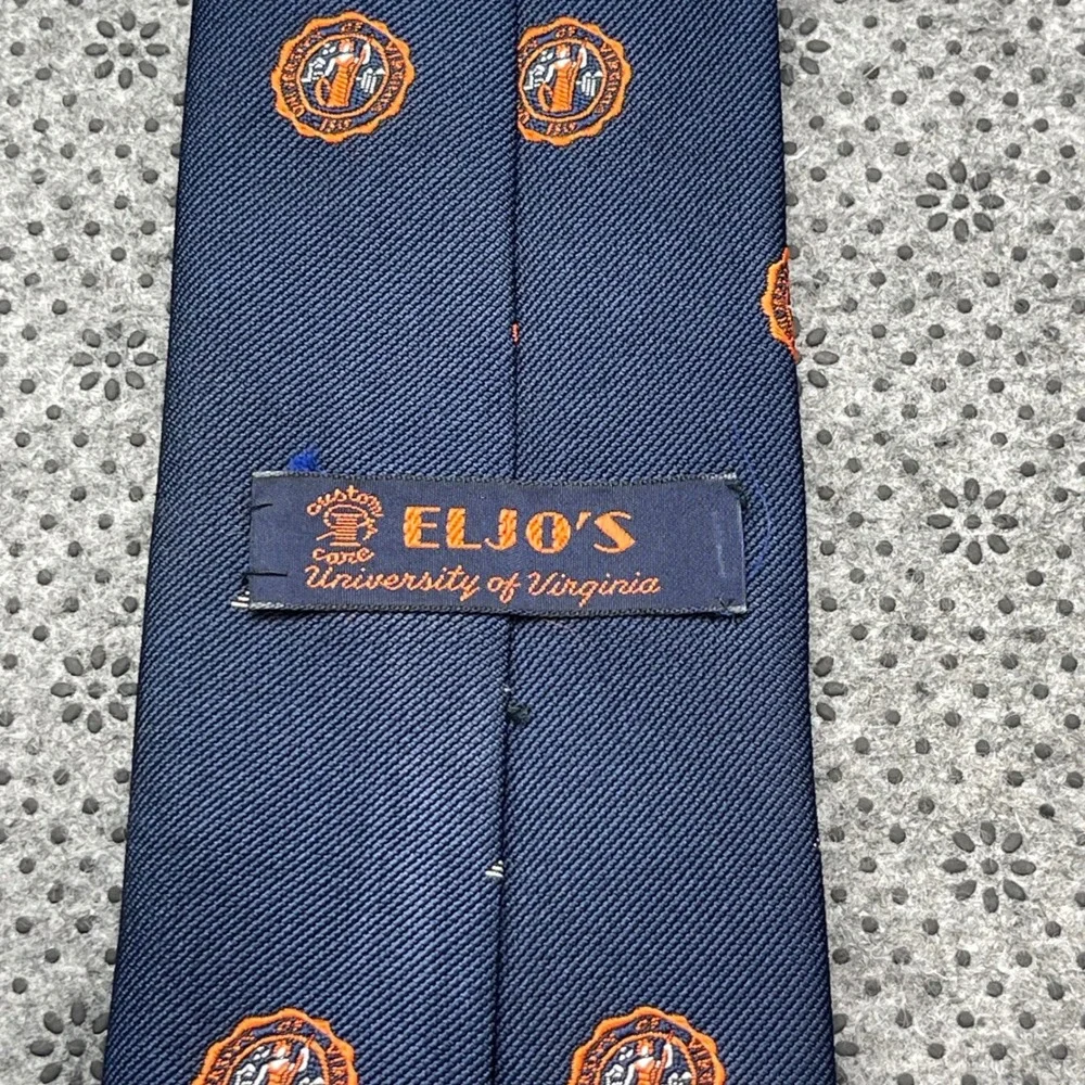 Vintage England Eljo's University of Virginia UVA Rotunda Navy Blue Silk Tie